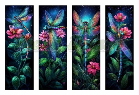 PANEL DRUKOWANY ZAKŁADKI DO KSIĄŻEK -WAŻKI MULTIKOLOR