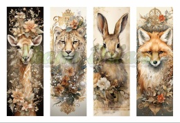 PANEL DRUKOWANY ZAKŁADKI DO KSIĄŻEK -ŻYRAFA, LAMPART, KRÓLIK, LIS