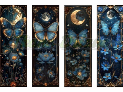 PANEL DRUKOWANY ZAKŁADKI DO KSIĄŻEK -KSIĘŻYCOWE MOTYLE