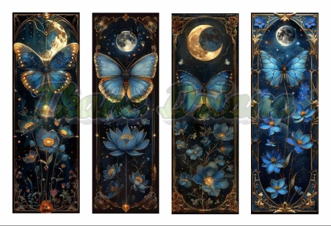 PANEL DRUKOWANY ZAKŁADKI DO KSIĄŻEK -KSIĘŻYCOWE MOTYLE