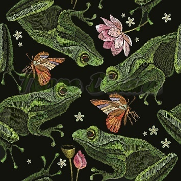 TKANINA DRUKOWANA ŻABKI