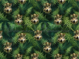 TKANINA DRUKOWANA WILK W PAPROCIACH NR 18