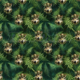 TKANINA DRUKOWANA WILK W PAPROCIACH NR 18