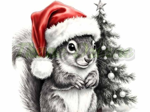 PANEL DRUKOWANY BIAŁO-CZARNE ZWIERZĘTA- WIEWIÓRKA NR 5