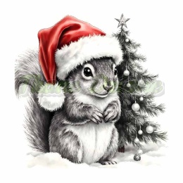 PANEL DRUKOWANY BIAŁO-CZARNE ZWIERZĘTA- WIEWIÓRKA NR 5