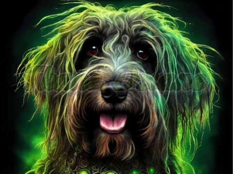 PANEL DRUKOWANY PIES Z KOLOROWYMI WŁOSAMI - TERRIER ROSYJSKI NR 14