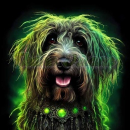 PANEL DRUKOWANY PIES Z KOLOROWYMI WŁOSAMI - TERRIER ROSYJSKI NR 14