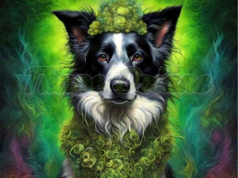 PANEL DRUKOWANY PIES Z KOLOROWYMI WŁOSAMI - BORDER COLLIE NR 20