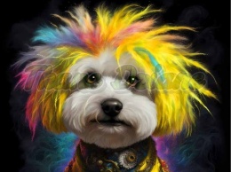 PANEL DRUKOWANY PIES Z KOLOROWYMI WŁOSAMI - BICHON FRIESE NR 13