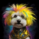 PANEL DRUKOWANY PIES Z KOLOROWYMI WŁOSAMI - BICHON FRIESE NR 13