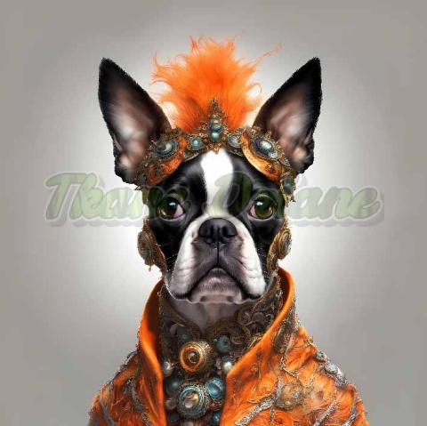 PANEL DRUKOWANY PIES Z KOLOROWYMI WŁOSAMI - BOSTON TERRIER NR 19