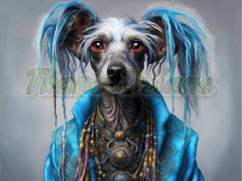 PANEL DRUKOWANY PIES Z KOLOROWYMI WŁOSAMI - GRZYWACZ CHIŃSKI NR 18