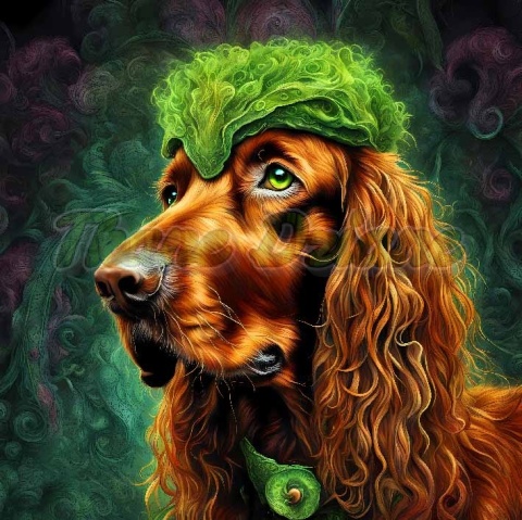 PANEL DRUKOWANY PIES Z KOLOROWYMI WŁOSAMI - SETER IRLANDZKI NR 15