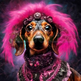 PANEL DRUKOWANY PIES Z KOLOROWYMI WŁOSAMI - JAMNIK NR 17