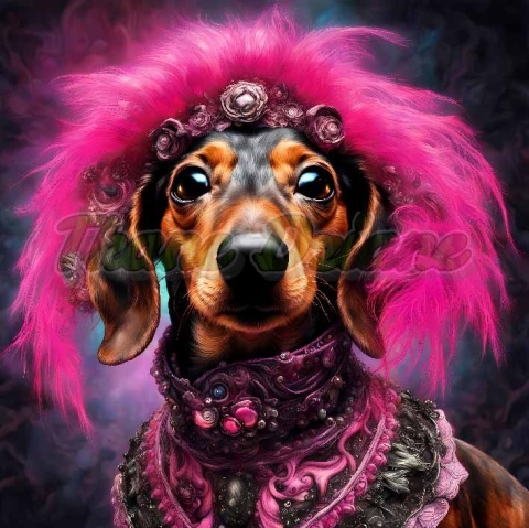 PANEL DRUKOWANY PIES Z KOLOROWYMI WŁOSAMI - JAMNIK NR 17