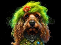 PANEL DRUKOWANY PIES Z KOLOROWYMI WŁOSAMI - COCKER SPANIEL NR 11