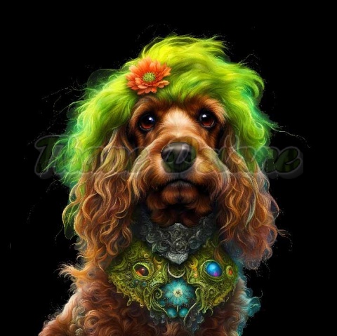 PANEL DRUKOWANY PIES Z KOLOROWYMI WŁOSAMI - COCKER SPANIEL NR 11