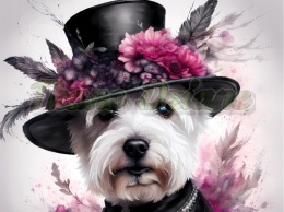 PANEL DRUKOWANY PSY W KAPELUSZACH- WESTIE NR 5