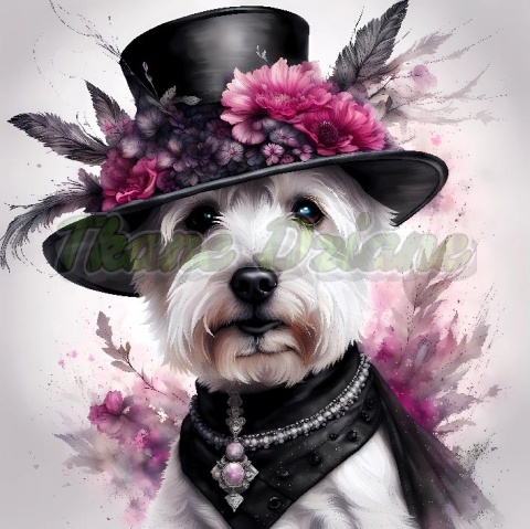 PANEL DRUKOWANY PSY W KAPELUSZACH- WESTIE NR 5