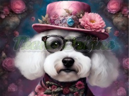 PANEL DRUKOWANY PSY W KAPELUSZACH- BICHON NR 9