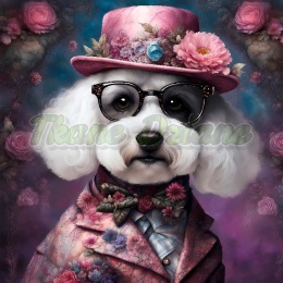 PANEL DRUKOWANY PSY W KAPELUSZACH- BICHON NR 9