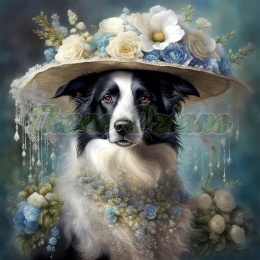 PANEL DRUKOWANY PSY W KAPELUSZACH- BORDER COLLIE NR 10