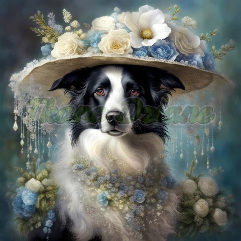 PANEL DRUKOWANY PSY W KAPELUSZACH- BORDER COLLIE NR 10