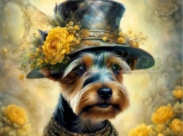 PANEL DRUKOWANY PSY W KAPELUSZACH- YORK NR 7