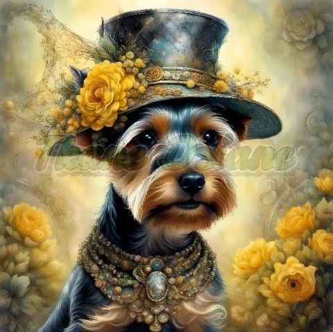 PANEL DRUKOWANY PSY W KAPELUSZACH- YORK NR 7