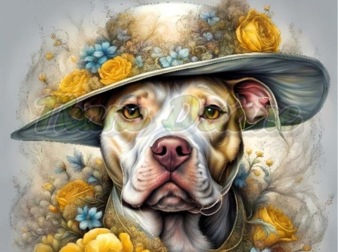 PANEL DRUKOWANY PSY W KAPELUSZACH- AMSTAFF NR 4