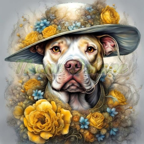 PANEL DRUKOWANY PSY W KAPELUSZACH- AMSTAFF NR 4