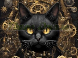 PANEL DRUKOWANY STEAMPUNK - CZARNY KOT NR 4