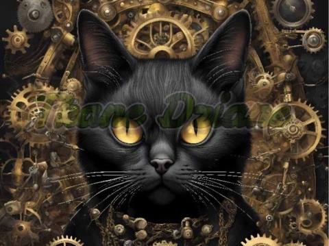 PANEL DRUKOWANY STEAMPUNK - CZARNY KOT NR 4