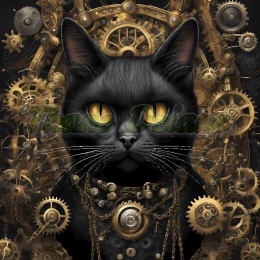 PANEL DRUKOWANY STEAMPUNK - CZARNY KOT NR 4