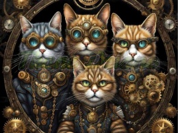 PANEL DRUKOWANY STEAMPUNK - CZTERY KOTY NR 3