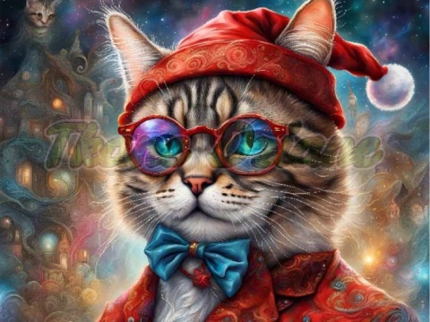 PANEL DRUKOWANY ŚWIĄTECZNE KOTY- BRĄZOWY KOT NR 18