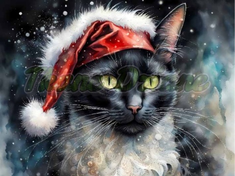 PANEL DRUKOWANY ŚWIĄTECZNE KOTY- CZARNO-BIAŁY KOT NR 17