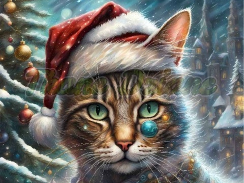 PANEL DRUKOWANY ŚWIĄTECZNE KOTY- SZARY KOT NR 15