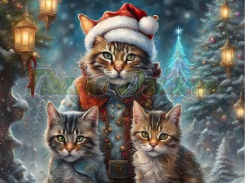 PANEL DRUKOWANY ŚWIĄTECZNE KOTY -TRZY KOTY NR 14