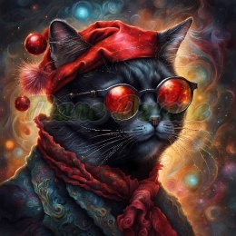 PANEL DRUKOWANY ŚWIĄTECZNE KOTY- CZARNY KOT NR 21