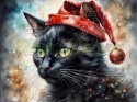 PANEL DRUKOWANY ŚWIĄTECZNE KOTY- CZARNY KOT NR 16
