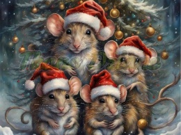 PANEL DRUKOWANY ŚWIĄTECZNE ZWIERZAKI- CZTERY MYSZKI NR 33