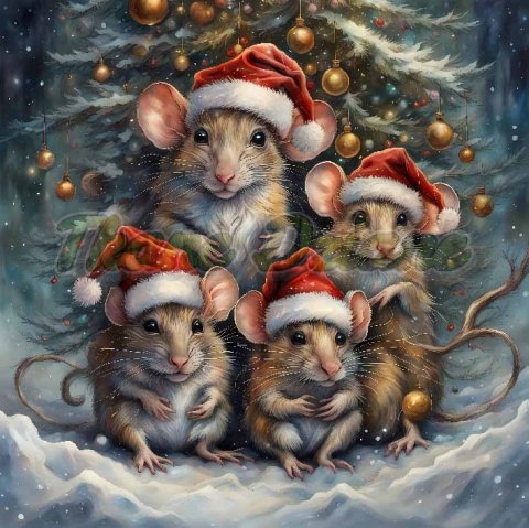 PANEL DRUKOWANY ŚWIĄTECZNE ZWIERZAKI- CZTERY MYSZKI NR 33