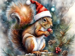 PANEL DRUKOWANY ŚWIĄTECZNE ZWIERZAKI- WIEWÓRKA NR 34