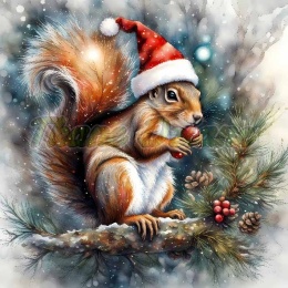 PANEL DRUKOWANY ŚWIĄTECZNE ZWIERZAKI- WIEWÓRKA NR 34