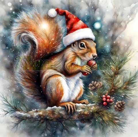 PANEL DRUKOWANY ŚWIĄTECZNE ZWIERZAKI- WIEWÓRKA NR 34