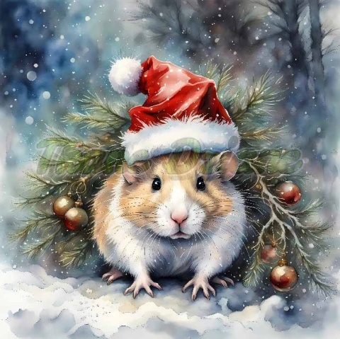 PANEL DRUKOWANY ŚWIĄTECZNE ZWIERZAKI- CHOMIK NR 30