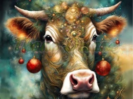 PANEL DRUKOWANY ŚWIĄTECZNE ZWIERZAKI- KROWA NR 23