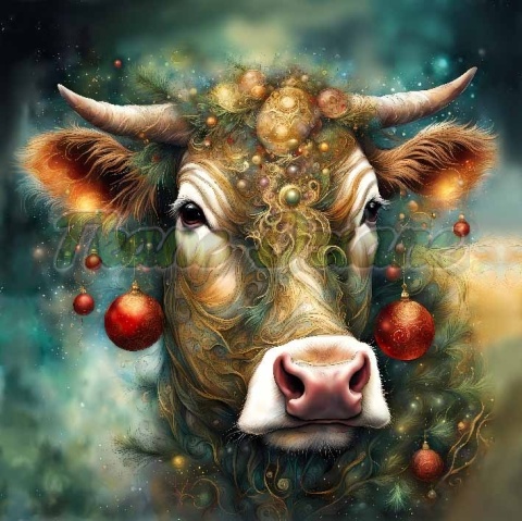 PANEL DRUKOWANY ŚWIĄTECZNE ZWIERZAKI- KROWA NR 23