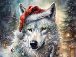 PANEL DRUKOWANY ŚWIĄTECZNE ZWIERZAKI- WILK NR 24